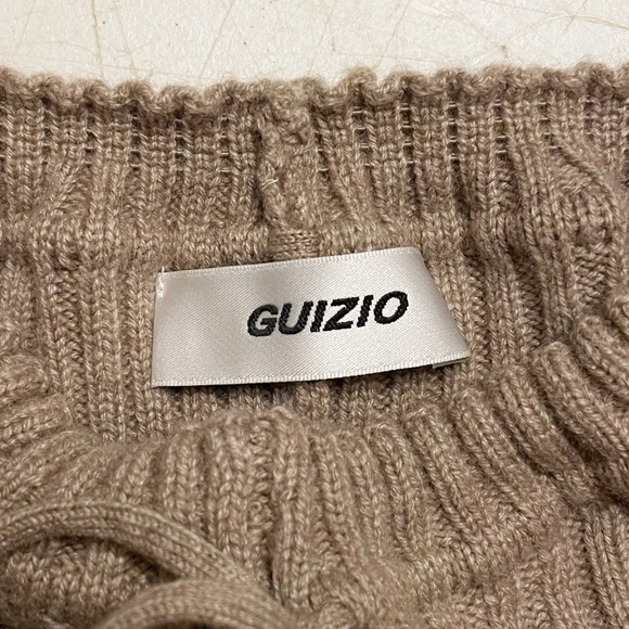 Danielle Guizio Zine Rib Knit Wool Cashmere Blend Flare Pants in Brown Khaki - Picture 9 of 10